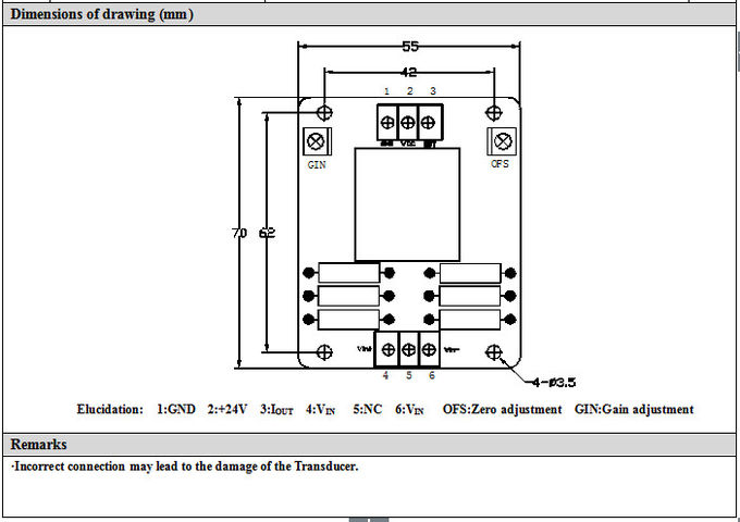 PCB는 홀 효과 전압 변형기 4-20mA 산출 A-VSM800DAT를 거치합니다